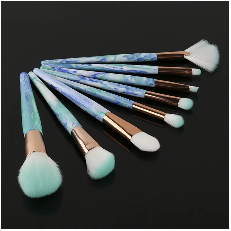 8 шт. красивые мраморные нефритовые кисти для макияжа набор теней век румяна