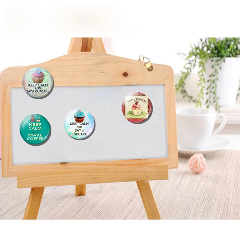 Подарочный магнит на холодильник для шоколада капкейков 30 мм стеклянный купол