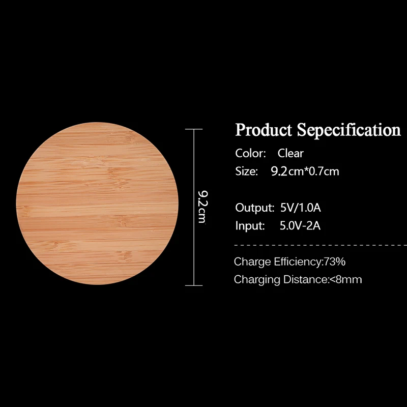 Беспроводное зарядное устройство CinkeyPro Wood с зарядкой 5 Вт для iPhone 8 X Samsung XiaoMi 5V1A