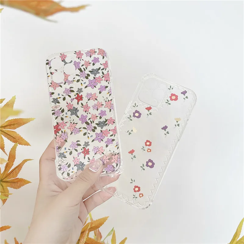 

Ins Korea Flower Floral Phone Case for iPhone SE2020 7 8 Plus 12 mini 11 Pro X XsMax XR Clear Soft TPU Silicon Back Cover