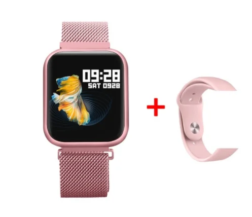 silica pink P80 женский умный браслет 1," Полный сенсорный цветной сердечный ритм кровяное давление фитнес-трекер для Android IOS huawei xiaomi i-phone - Цвет: silica pink
