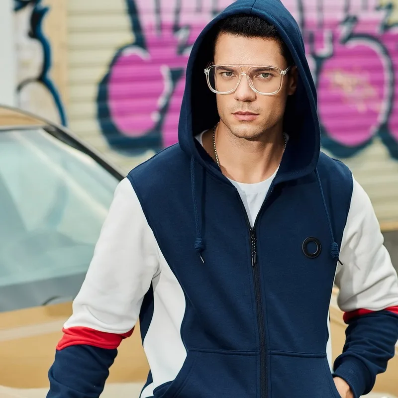 

Fashion Autumn Hoodies Men Sweatshirt Male Stitching Hooded Hip Hop Long Sleeve Sweatshirt Men Slim Hoodies Outwear 2021New Coat