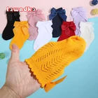 Носки для девочек Lawadka, летние, сетчатые, белые, красные, тонкие, с бантом, 2021