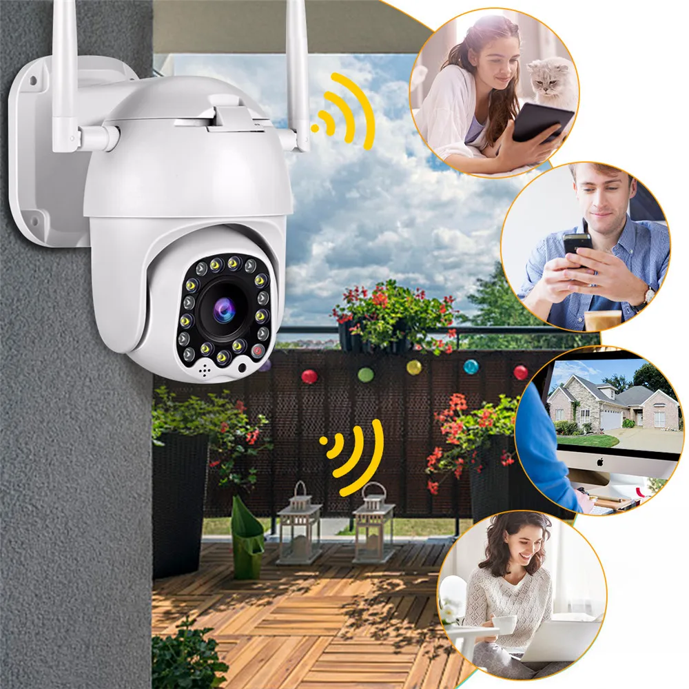 

IP-Камера уличная, PTZ, 2 МП, 1080P, с функцией автослежения, с сиренсветильник