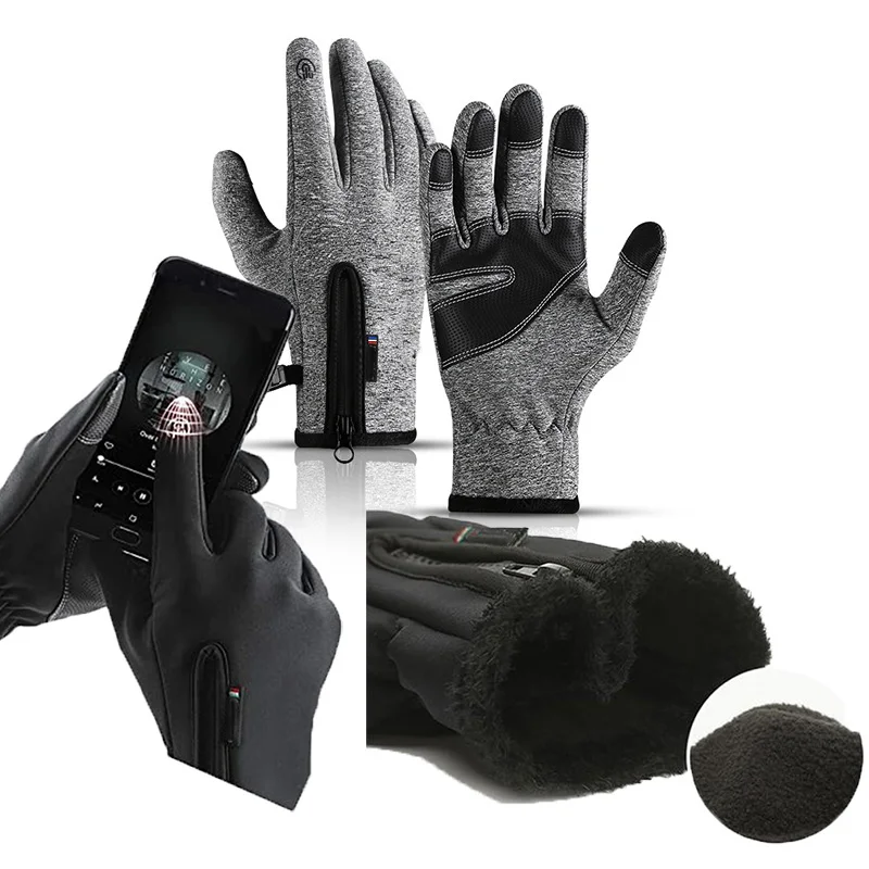

Осенне-зимние перчатки на молнии для спорта на открытом воздухе теплые ветрозащитные водонепроницаемые перчатки для мужчин и женщин перча...