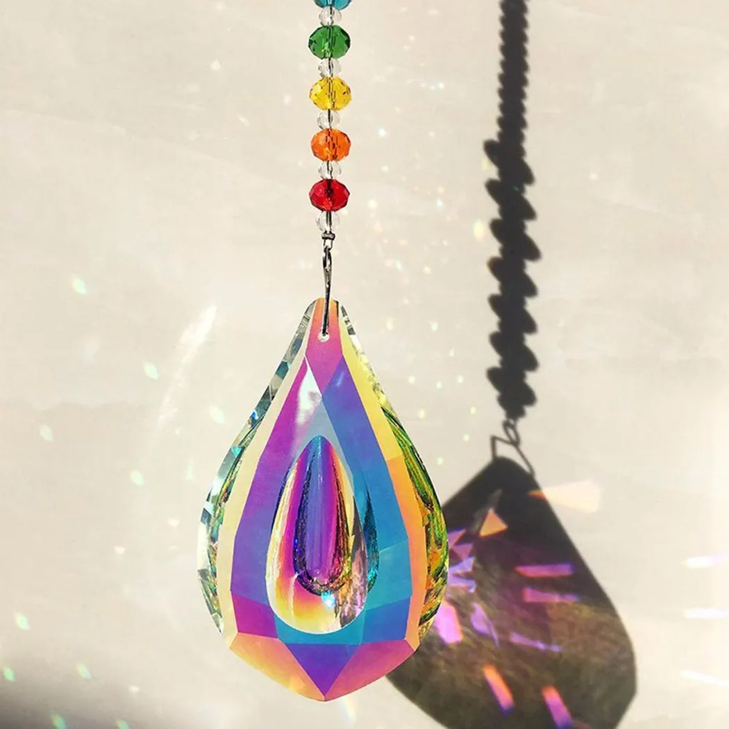 

1pc Crystal Lamp 14.5inch Sun Catcher Feng Shui Crystals Glass Casement Large Ab Drop Home Decoration