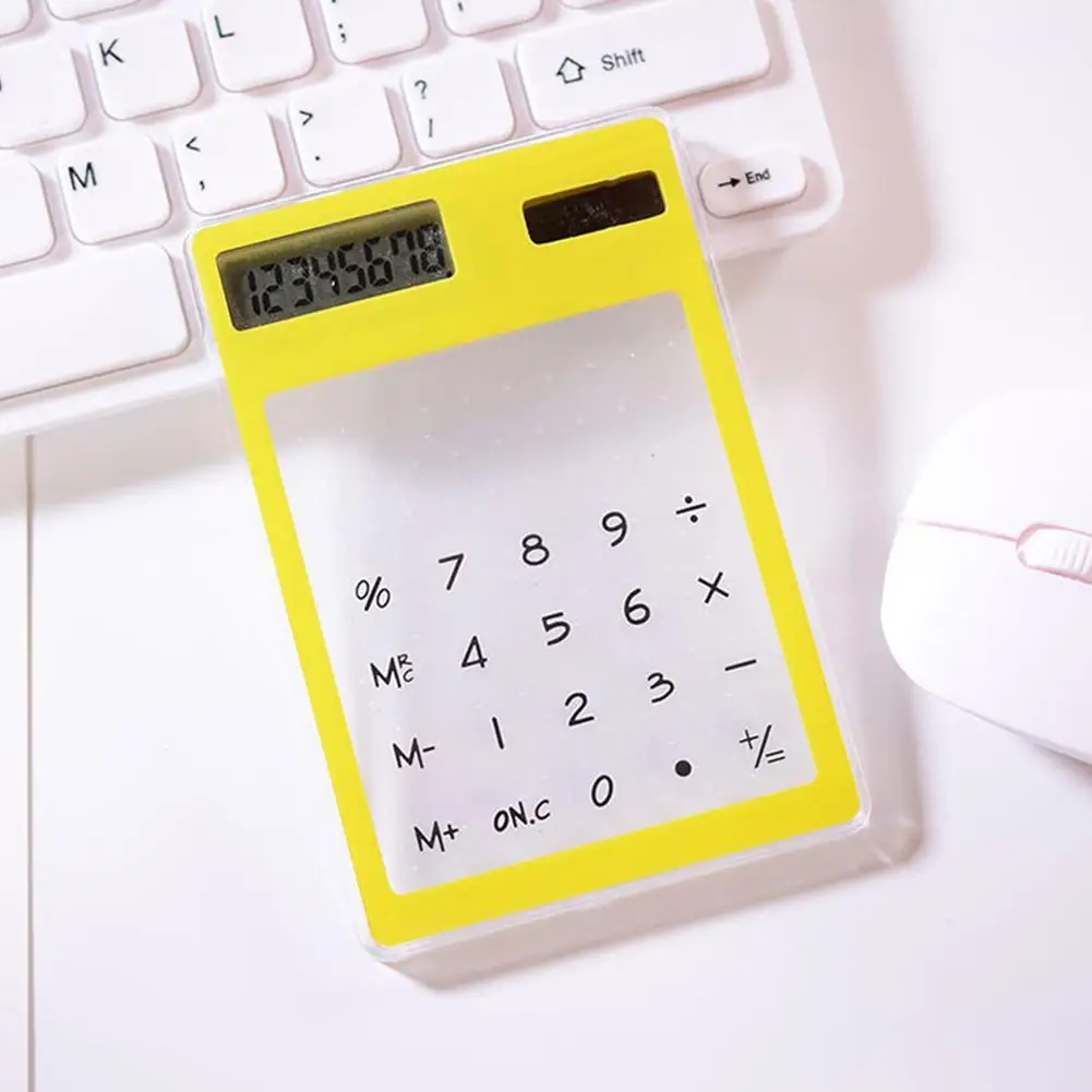 Ультра тонкий прозрачный калькулятор на солнечных батареях Kawaii lcd 8 цифр экран ясный научный калькулятор офисные канцелярские принадлежности
