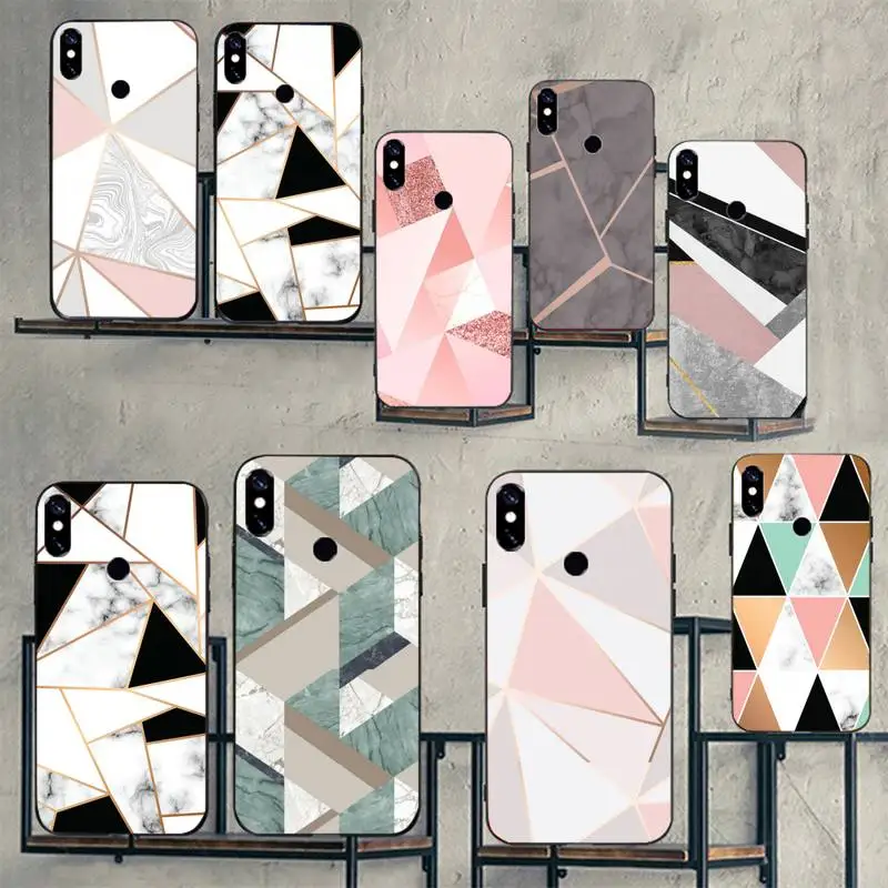 

Luxury Texture Geometric Marble Phone Case For Xiaomi Redmi note 7 8 9 11 t s 10 A pro lite funda shell coque cover
