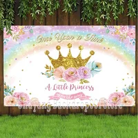 Crown Photography Backdrops Princess Baby Shower 1st Birthday Party Flower Rainbow Background For Photo Studio  Banner