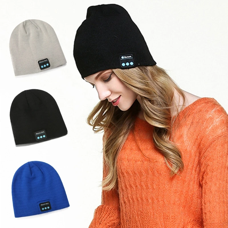 

Knitted Winter Warm Bluetooth Headset Cap Wireless Binaural Stereo Call Music Headphones Hat for Night Running Fishing