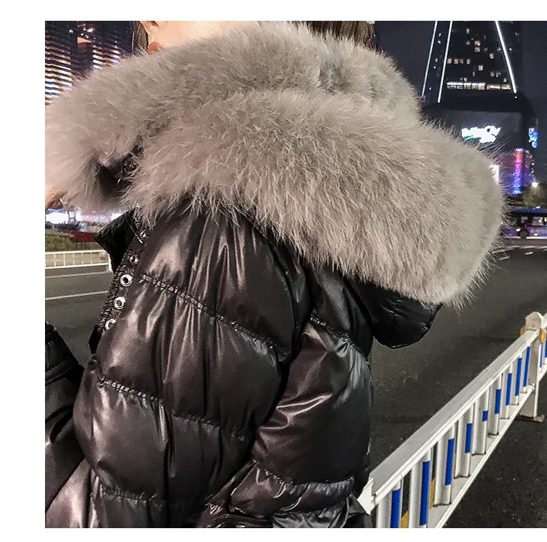 Модное пальто с капюшоном и меховым воротником, женский пуховик X-long, новое тонкое пальто, Женское зимнее теплое пуховое пальто, женская верхняя одежда WM31