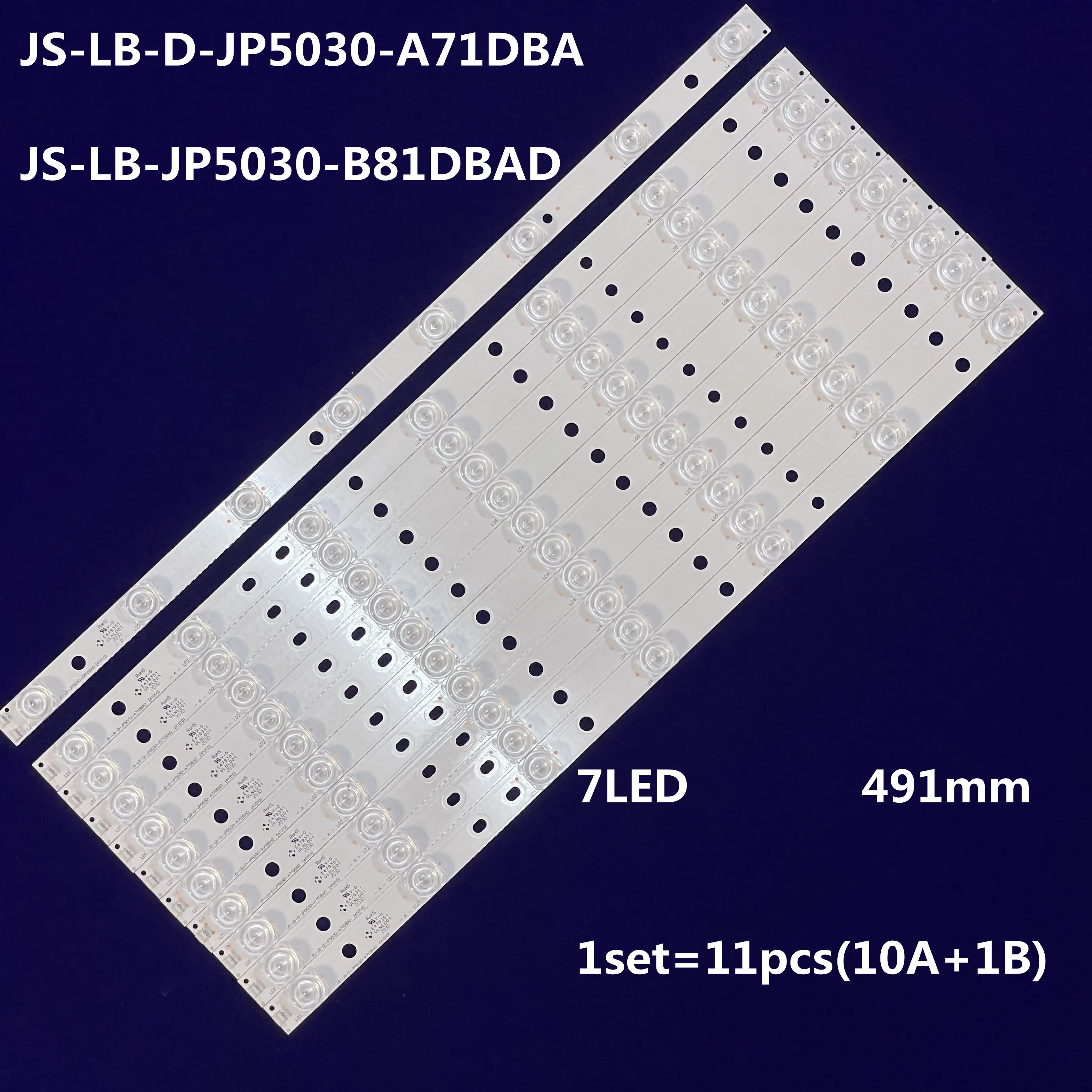 

LED Backlight strip 7 Lamp For 50"TV 50S660 JS-LB-D-JP5030-A71DBA JS-LB-JP5030-B81DBAD 11PCS/SET
