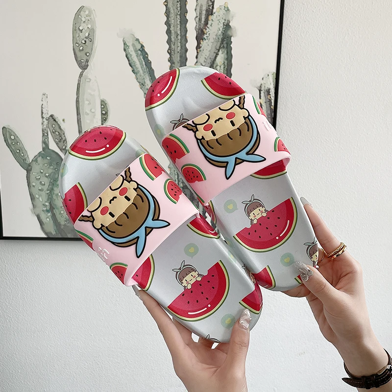 

Summer Fashion Non-Slip Wear-Resistant Youth Trend Comfortable Inside Cute Cartoon Fruit Pattern Sandals And Slippers