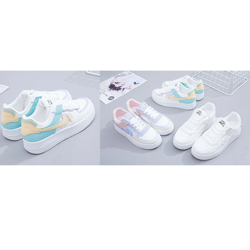 

2021 White New Fashion Sneakers Women Comfortable Platform Vulcanize Lace Up Shoes Casual Shoes Basket Footwear For Summer Zapat