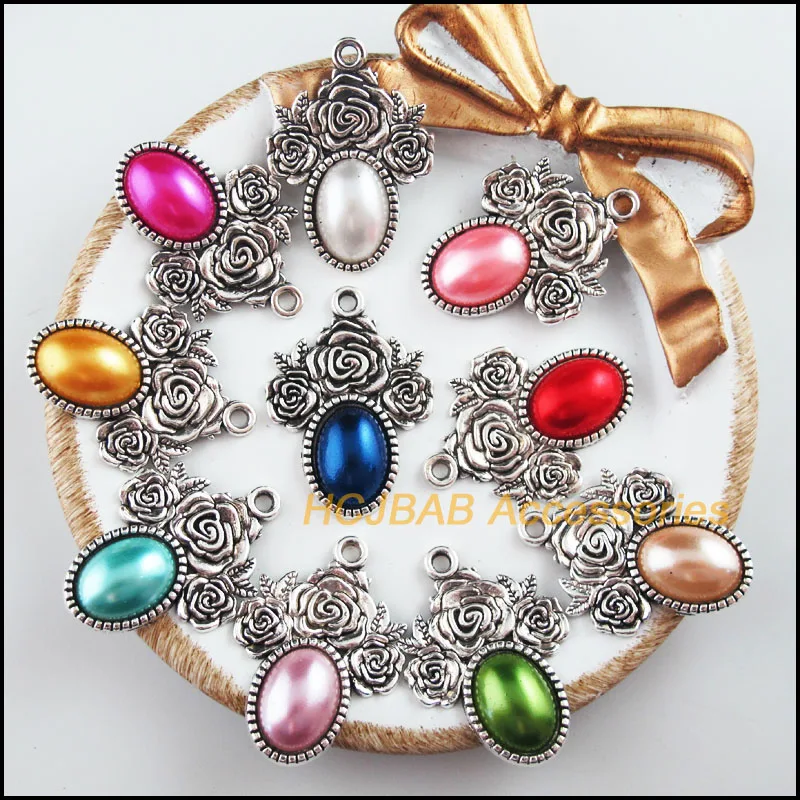 10 новых искусственных тибетских серебряных акриловых подвесок 23x32 мм