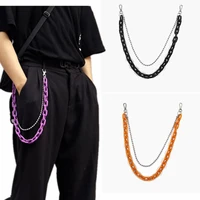 5 colors two layer colorful waistbands tassel pendant plastic metal chain jewelry multilayer accessories unisex men women