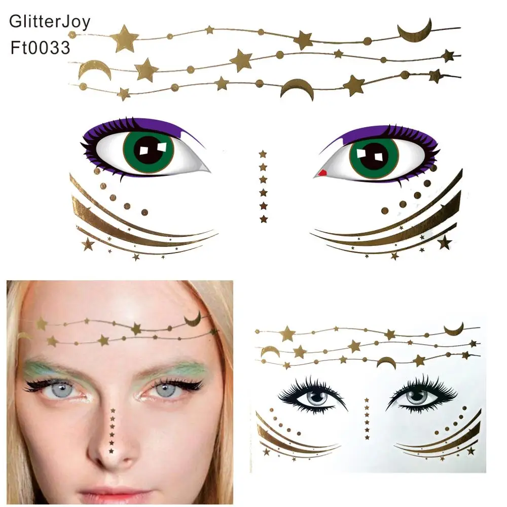 Металлическая Золотая Цыганская звезда модель FT0033 наклейка для татуировки