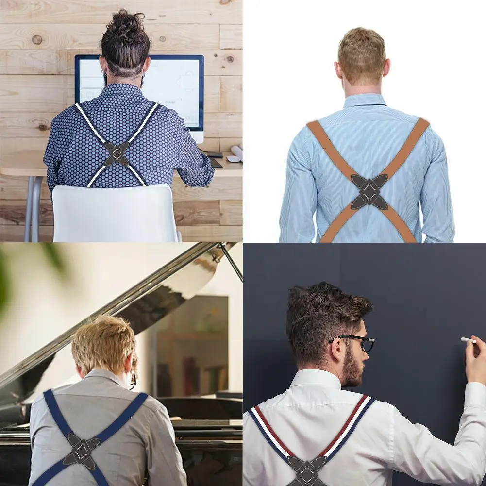 

Men's Suspenders Adjustable Braces Xshape Elastic Strap Men Crossover Accessory Suspenders Side Adult Apparel Fashion Clip J1v2