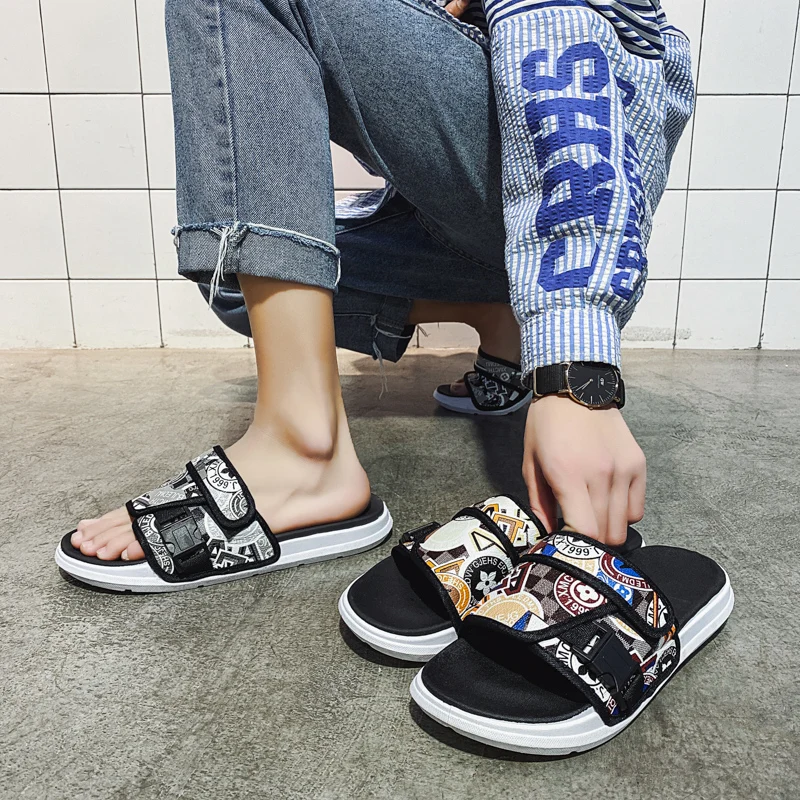 

CYYTL Couple Summer Fashion Slippers Anime Printing Men Women Shoes Adjustable Soft Outdoor Indoor Slides Beach Pantufa Feminina