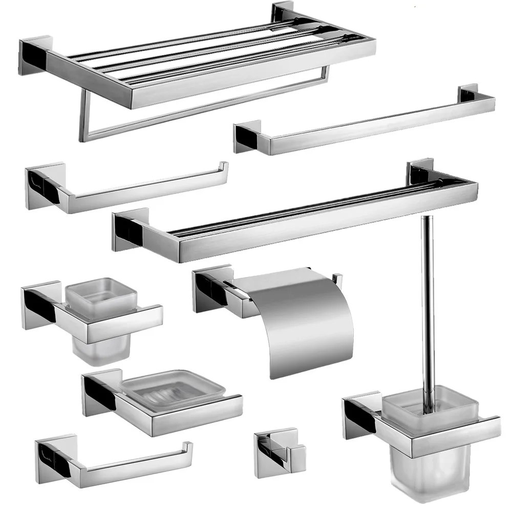 Аксессуары для ванной комнаты из нержавеющей стали квадратная база набор