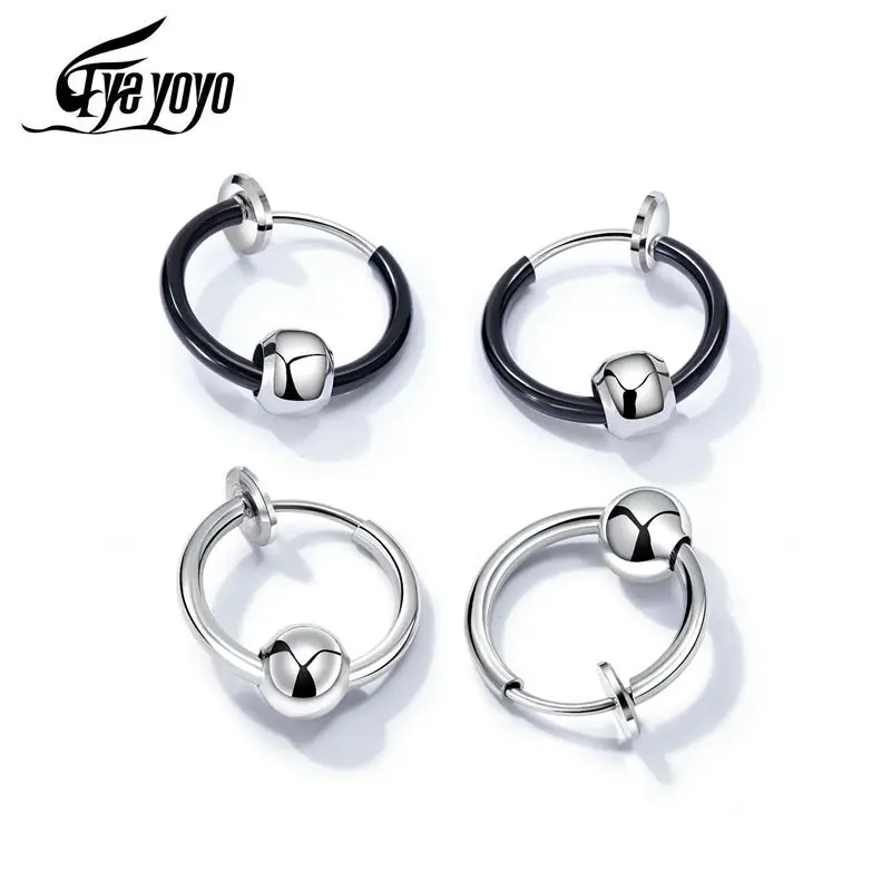 EyeYoYo простые унисекс серьги-кольца из нержавеющей стали черного цвета S