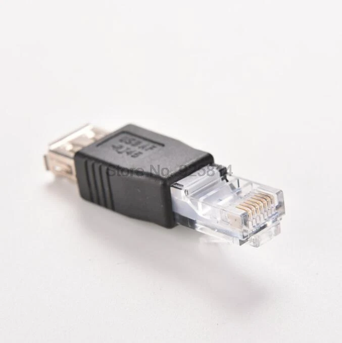 500 шт./лот USB тип A гнездо к RJ45 Мужской Кристалл головы Ethernet адаптер маршрутизатор