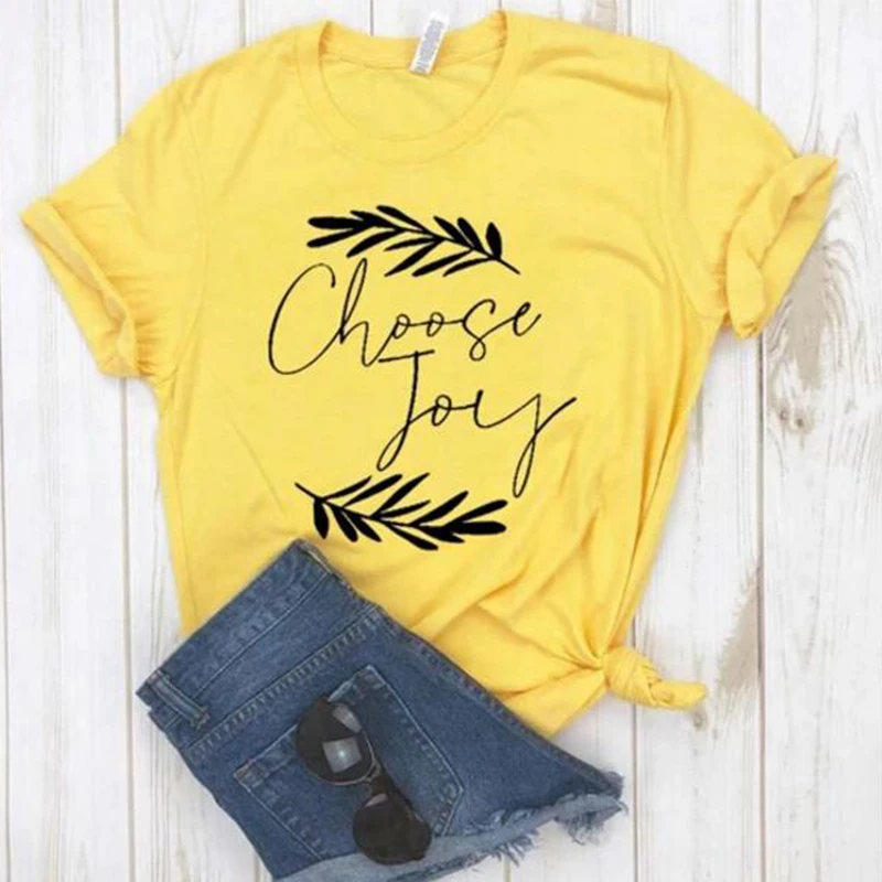 Футболка женская хлопковая в стиле Харадзюку с надписью Choose Joy | Женская одежда
