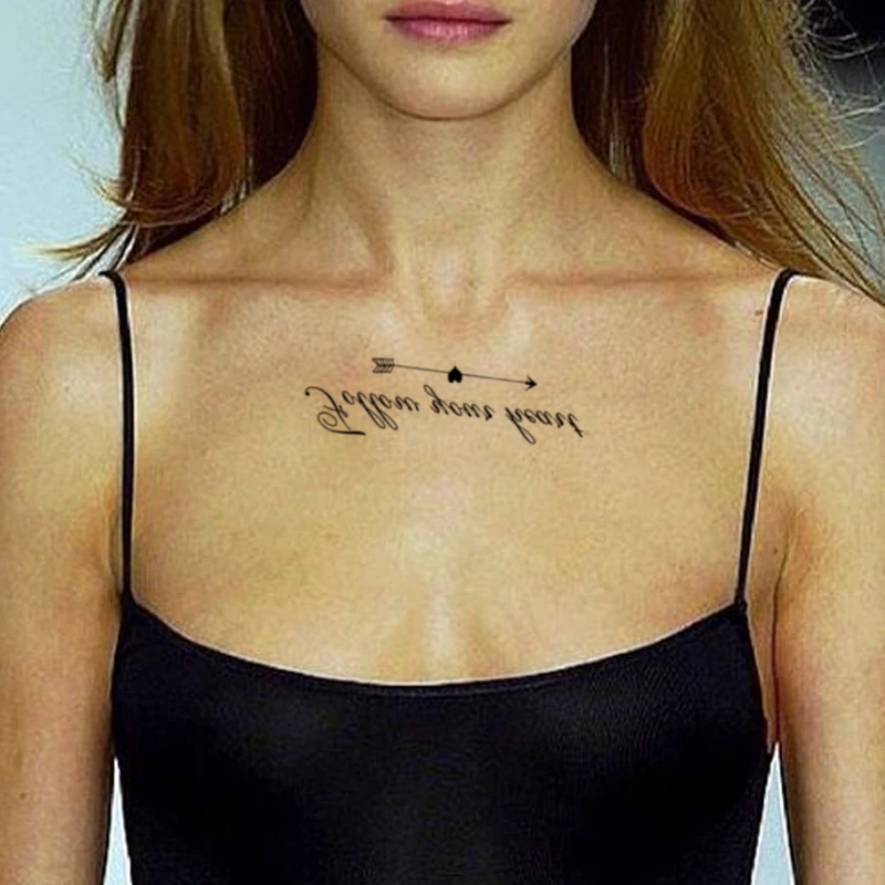 

Waterproof Temporary Tattoo Sticker Black Arrow Heart English Alphabet Element Flash Tatoo Body Art Fake Tattoos for Men Women