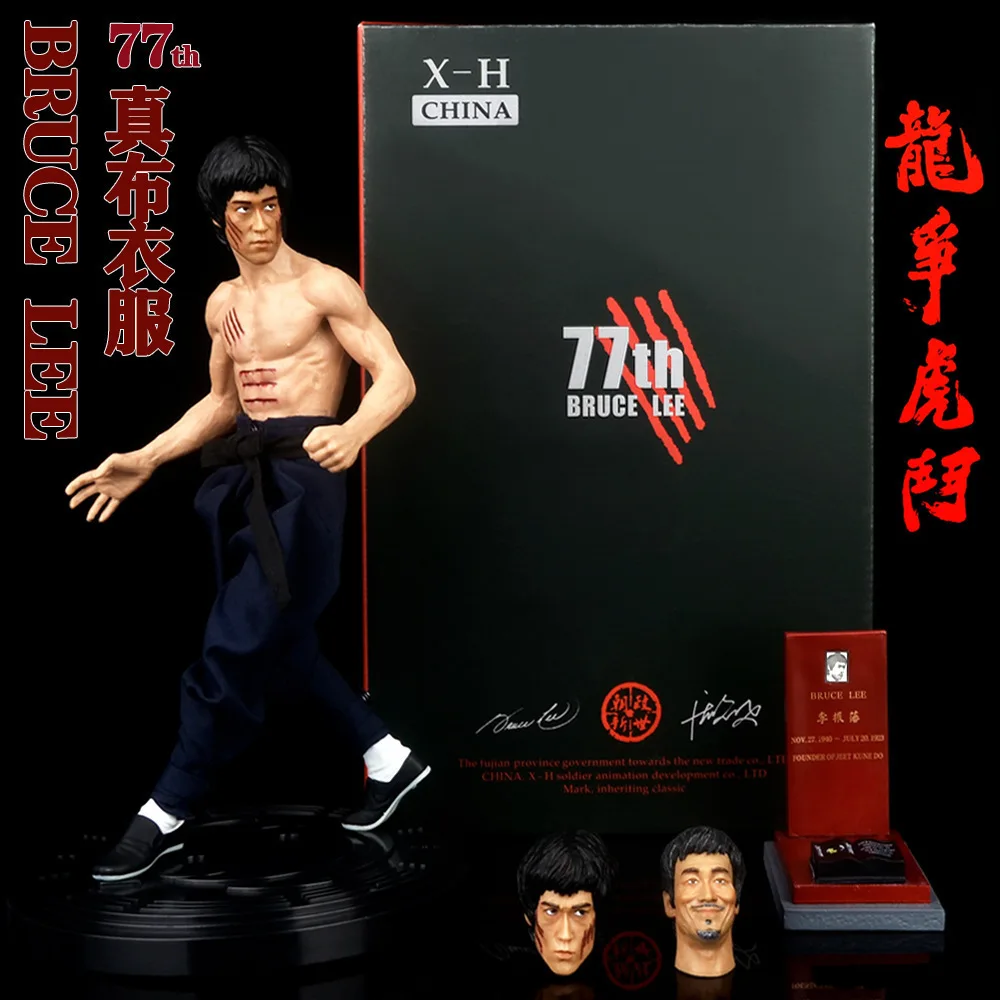 

Bruce Lee Action Figure 28cm New 77th Anniversary Edition Dragon Fighting Tiger Fighting Three-headed Carving Luxury Boxed Toy