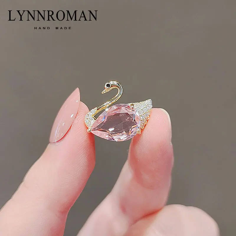 Брошь "Лебедь" из элегантного имитационного кристалла для женщин, аксессуар для кардигана, пина на воротнике.