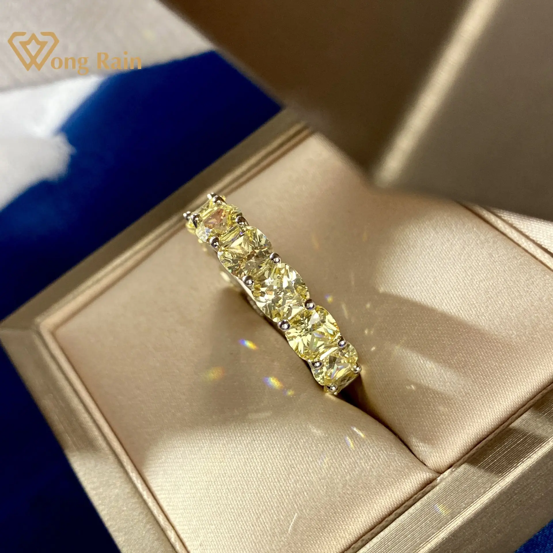 

Wong Rain 925 Sterling Silver Yellow Created Moissanite Diamonds Gemstone Wedding Band Engagement Ring Fine Jewelry Wholesale