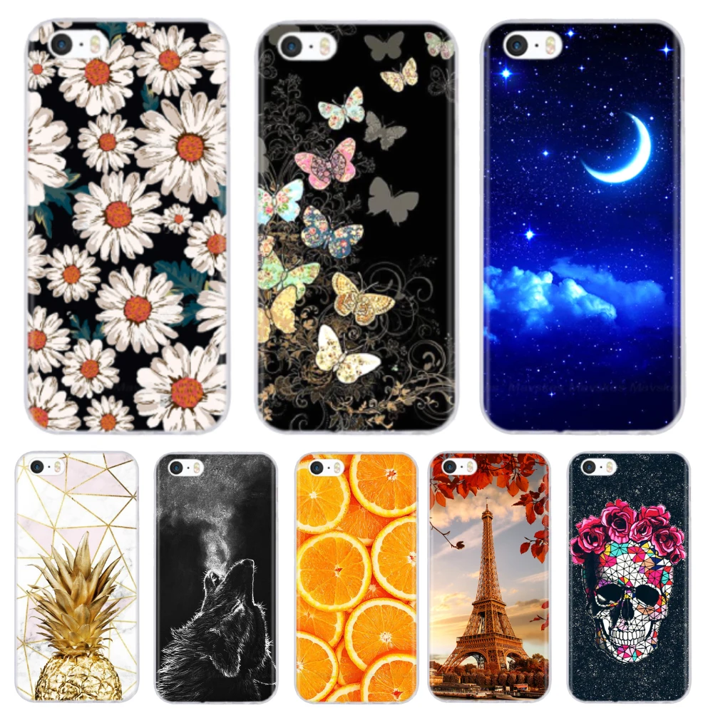 Мягкий силиконовый чехол из ТПУ для телефона iphone 5s 5 S Se Apple 7 8 6s Plus чехлы мультяшный