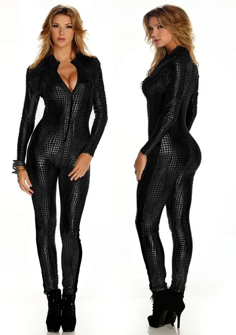 Black Or Gold Sexy Lingerie Gothic Fashion Overall Catsuit Jumpsuits &amp Playsuits Costume Club Wear B7125 | Тематическая одежда