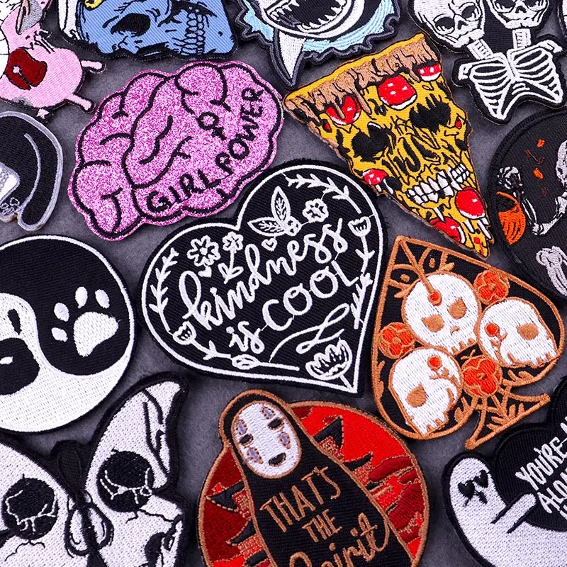 Нашивки с вышивкой черепа в стиле панк-ФК | Дом и сад