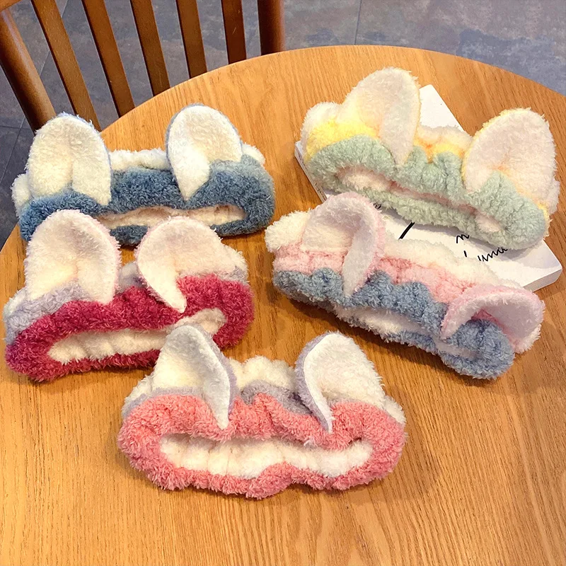 

Плюшевая головная повязка с кошачьими ушками для душа, осенне-зимней ванны, украшение для волос, Мягкая повязка для волос для умывания лица, ...