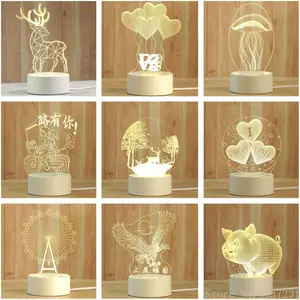 Creative 3D Night Lamp Acrylic Desktop Nightlight Boys and Girls Holiday Gift Decorative Night Lamp Bedroom Bedside Table Lamp.