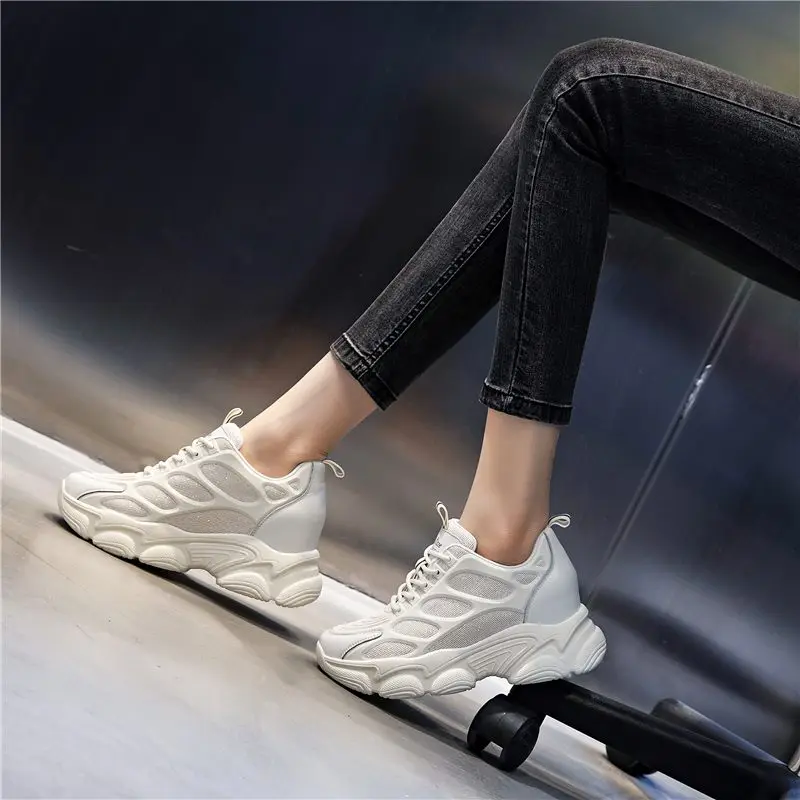 

MORAZORA Real Leather Women Sneakers Small White Shoes Thick Sole Breathable Leisure Flat Platform Shoes Women Chunky Sneakers