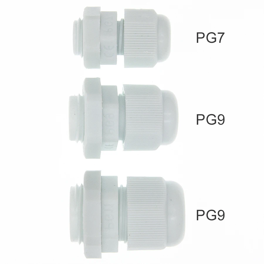 10pcs IP68 PG7 PG9 PG11 for 3-6.5mm-10mm Wire Cable CE White Waterproof Nylon Plastic Gland Connector | Электронные компоненты