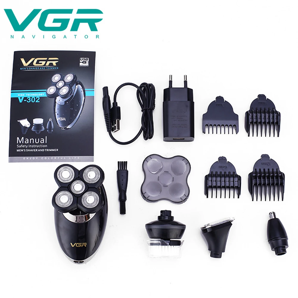 VGR 4 в 1 Умная электробритва комплект USB перезаряжаемая Водонепроницаемая