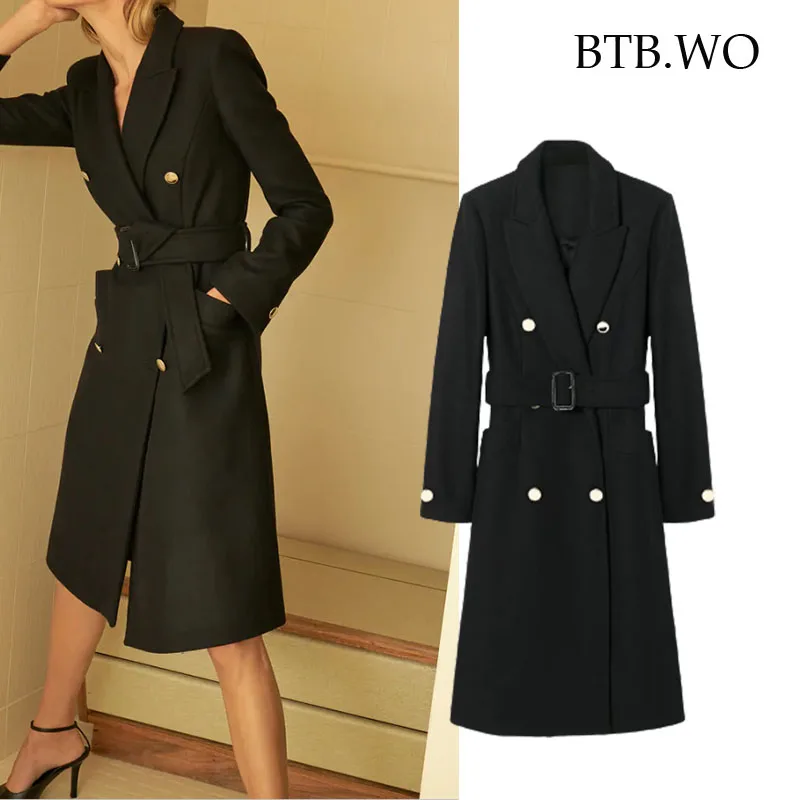 

BTB.WO Women Trench Coat 2021 Fashion Windbreaker Long Jacket Ladies Vintage With Belt Women Autumn Coat