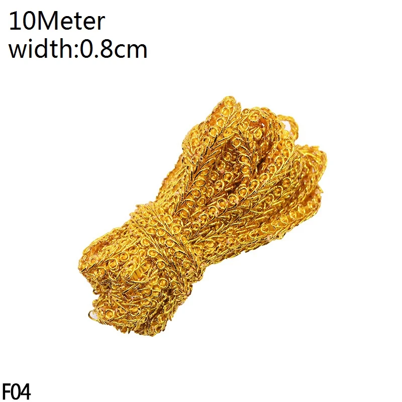 F04-10m gold 1/3/10 ярдов ручной работы с кружевной отделкой в стиле пэчворк Материал белого и розового цветов с кружевными вставками, с узором в сердечко, лента для самодельного украшения одежды швейная фурнитура - Цвет: F04-10m gold