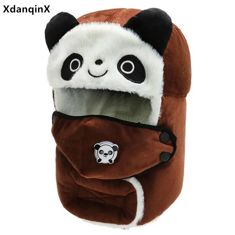 

НОВАЯ шапка для мальчиков и девочек, теплая зимняя бархатная шапка-бомбер для детей, мультяшная Милая Лыжная шапка, Детская модель с дыхател...