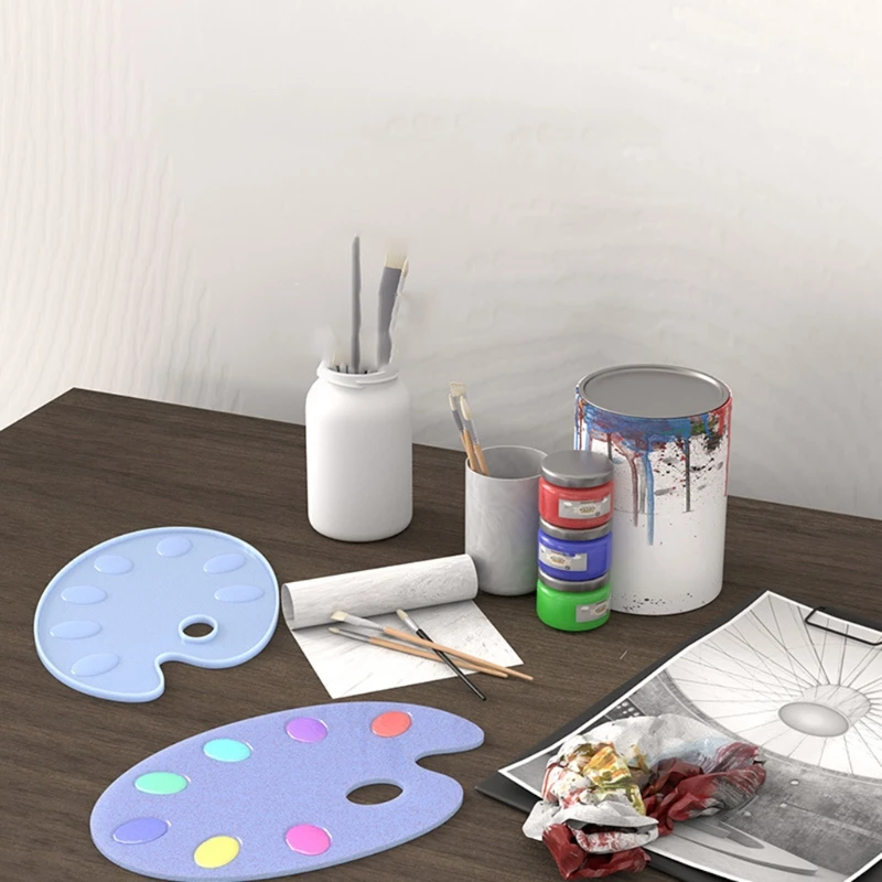 

Artist Paint Palette Crystal Epoxy Resin Mold Painter Art Oval Palette Serving Board Silicone Mould DIY Crafts Tool