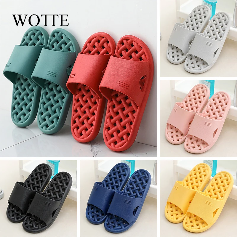 

Bathroom slippers men Leaky Men's Slippers Indoor Household Non-slip Platform Shoes Male Bathing Couple Slides Chaussure Homme