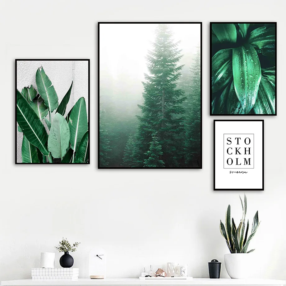 

Palm Banana Leaf Monstera Clivia Pine Wall Art Canvas Painting Nordic Posters And Prints Wall For Living Room DecorPictures