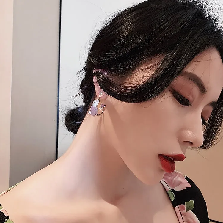 Милые серьги для девочек модные новые Дикий Фиолетовый кот воздушный шар