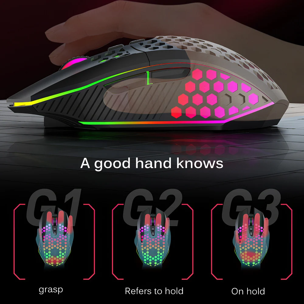 

Wireless Mouse Gaming Mice 800-1200-1600dpi Wireless Controlling Rechargeable Optical Mouse Colorful Breathing Gaming Mouse