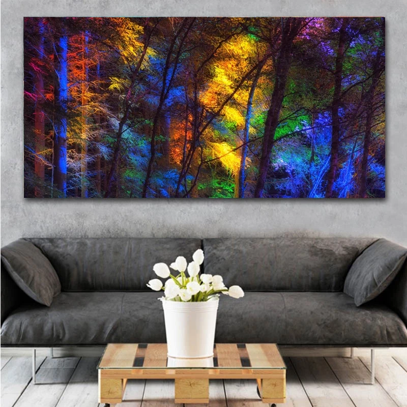 

WANGART Large Size colorful forest trees Canvas Poster Art Prints for Living Room Decorative Picture Modern Home