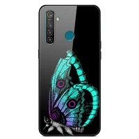 for realme 5 pro phone case tempered glass case back cover with black silicone bumper series 3