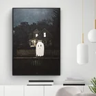 Ретро плакаты Хэллоуин вывески Холст Картина в фотографию призрак фольклорное искусство фотографии печать картины настенное искусство для домашнего декора